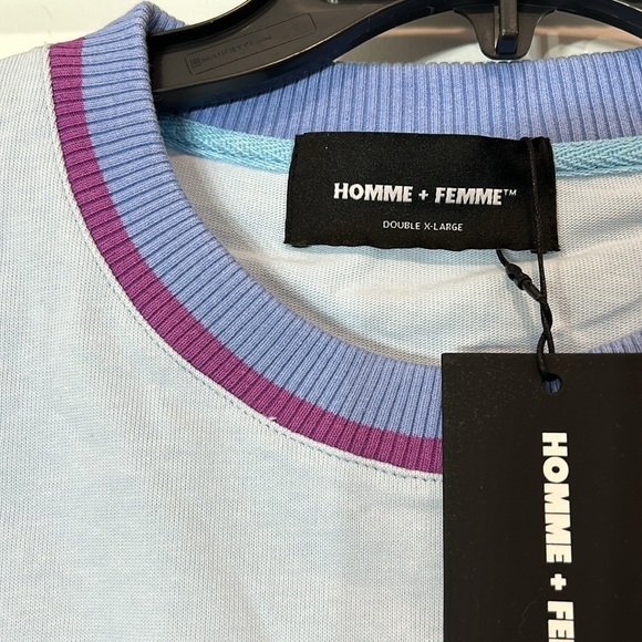 HOMME+FEMME PARADISE CHAIN TEE soft blue short sleeve T-shirt men XXL new w/tag - Picture 3 of 7